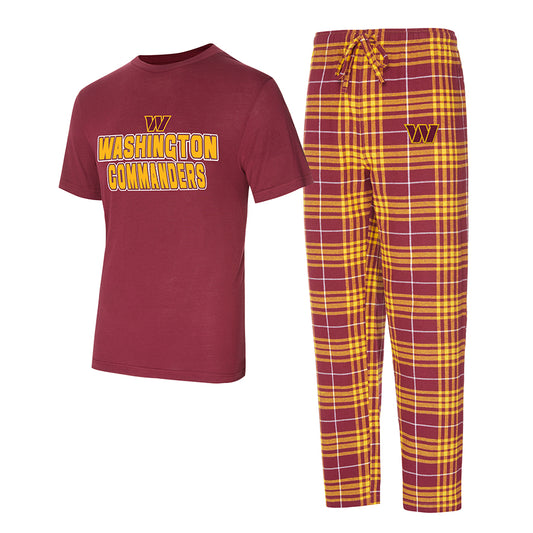 WASHINGTON COMMANDERS MEN'S VECTOR T-SHIRT & FLANNEL PANT SLEEPWEAR SET