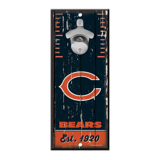 CHICAGO BEARS WOOD WALL MOUNT BOTTLE OPENER