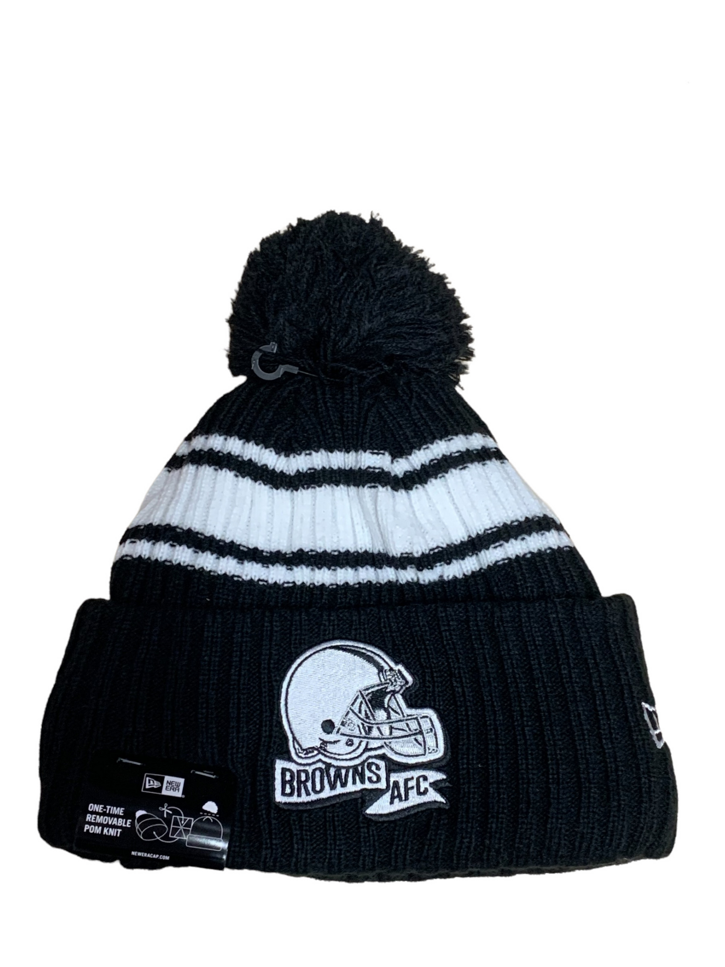 CLEVELAND BROWNS 2022 SIDELINE SPORT CUFFED POM KNIT -BLACK/WHITE