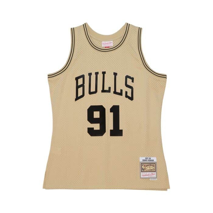 Dennis Rodman Chicago Bulls Gold NBA Jersey
