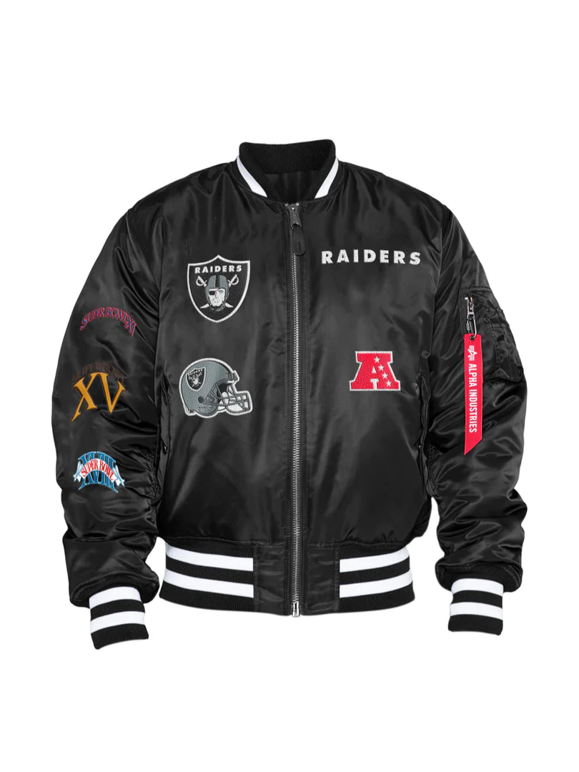 CHAQUETA BOMBER REVERSIBLE ALPHA INDUSTRIES DE LAS VEGAS RAIDERS PARA HOMBRE