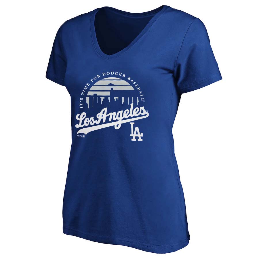 Fanatics Los Angeles Dodgers Women's Iconic Biblend Noise Pinstripe T-Shirt 22 Wht / S