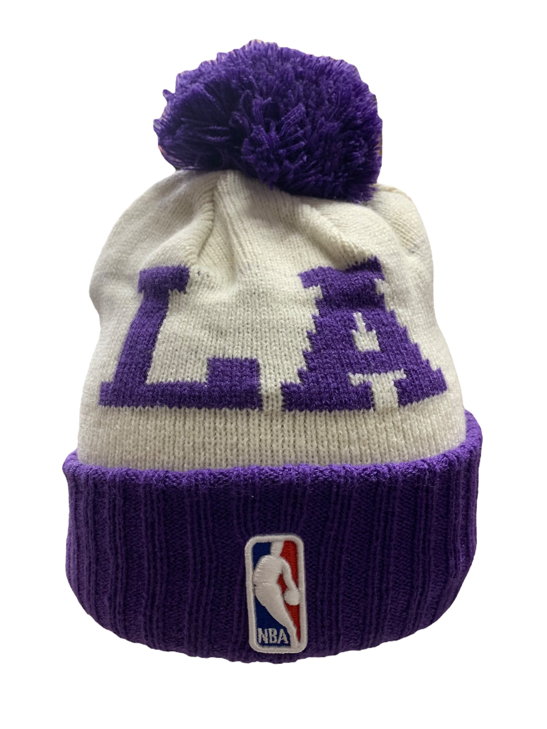 NBA Lakers Metallic Badge Beanie Hat by New Era --> Shop Hats