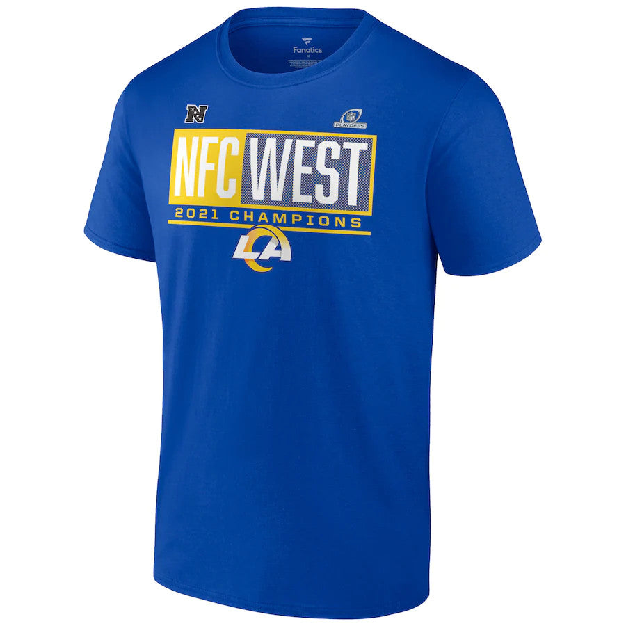 CAMISETA DE CAMPEONES DE LA DIVISIÓN FAVORITA DE BLOQUEO 2021 DE LOS ANGELES RAMS PARA HOMBRE