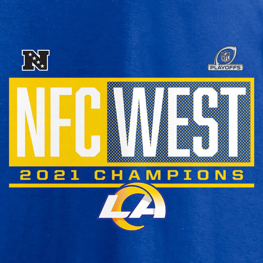 CAMISETA DE CAMPEONES DE LA DIVISIÓN FAVORITA DE BLOQUEO 2021 DE LOS ANGELES RAMS PARA HOMBRE