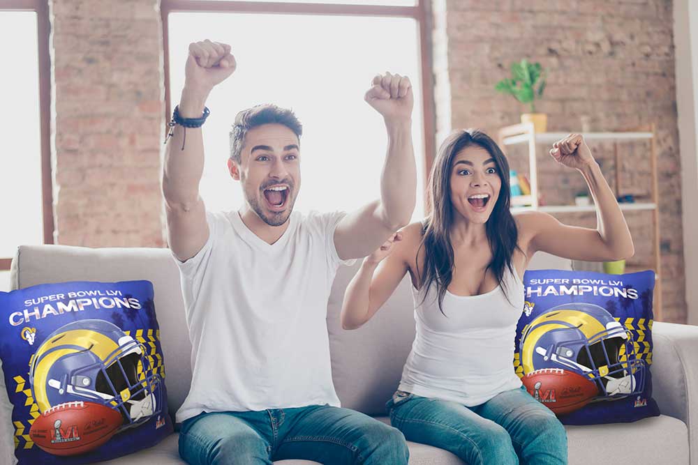 ALMOHADA DE LOS CAMPEONES DEL SUPER BOWL LVI DE LOS RAMS DE LOS ÁNGELES