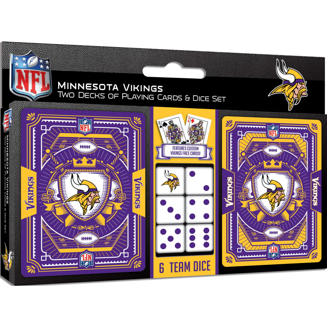 MINNESOTA VIKINGS 2-PACK CARD AND DICE SET