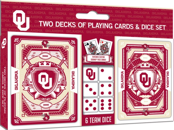 OKLAHOMA SOONERS 2PK JUEGO DE TARJETAS Y DADOS