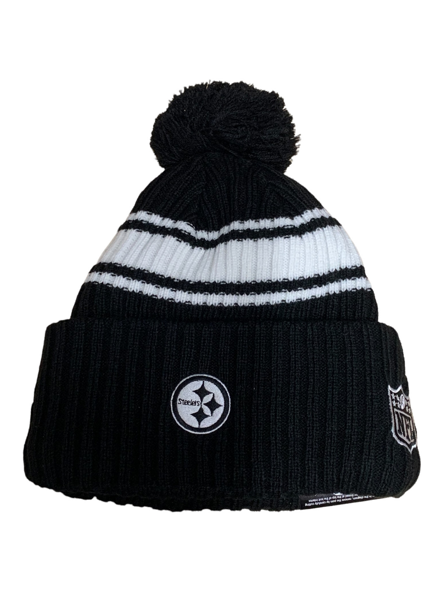 PITTSBURGH STEELERS 2022 SIDELINE SPORT CUFFED POM KNIT -BLACK/WHITE