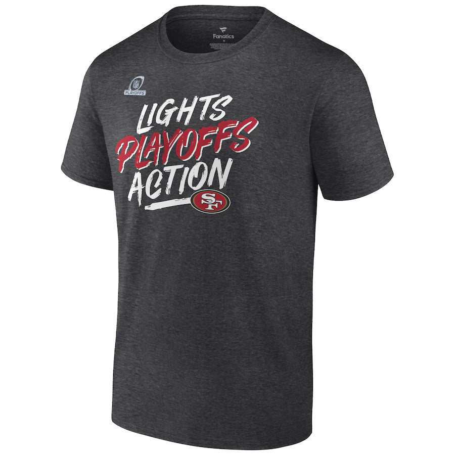 SAN FRANCISCO 49ERS CAMISETA DE ACCIÓN DE LUCES DE PLAYOFF BOUND 2021 PARA HOMBRE