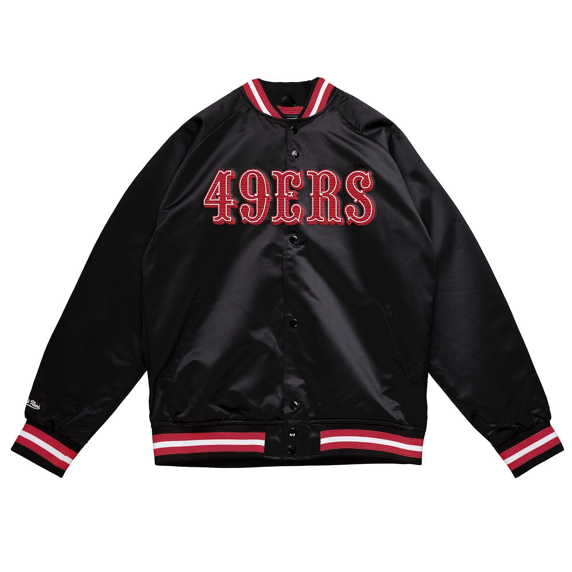 San Francisco 49ers Men's Lightweight Satin Jacket- Black/Red 22 BLK/R / 3XL