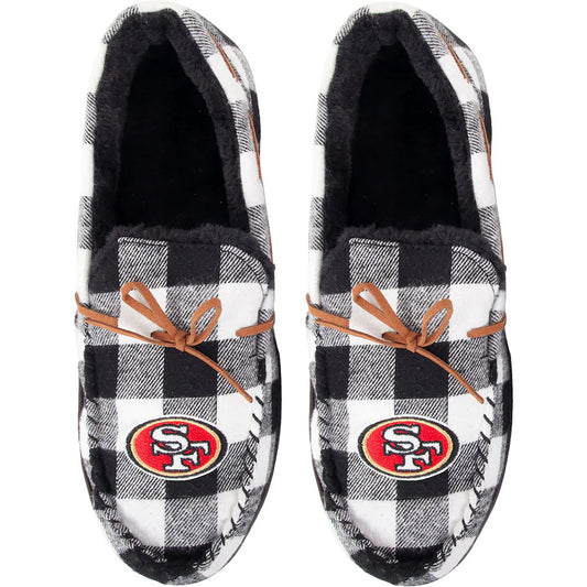 SAN FRANCISCO 49ERS MEN'S FLANNEL MOCCASIN SLIPPERS