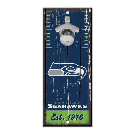 ABRIDOR DE BOTELLAS DE MADERA PARA MONTAJE EN PARED SEATTLE SEAHAWKS