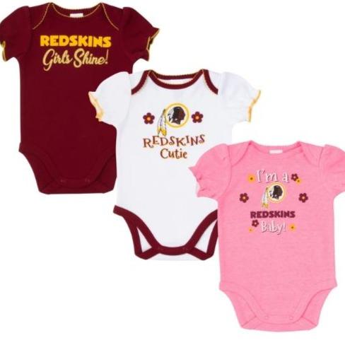 WASHINGTON REDSKINS NEWBORN GIRLS BODYSUIT 3-PACK